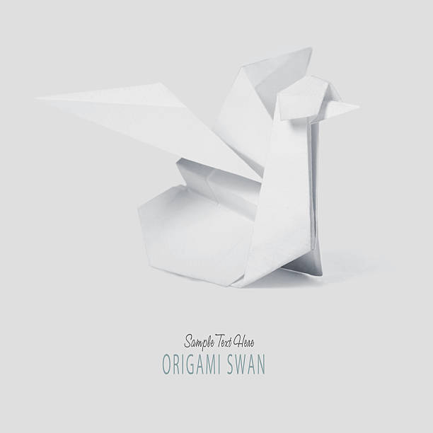 istock Origami paper white swan 626435476