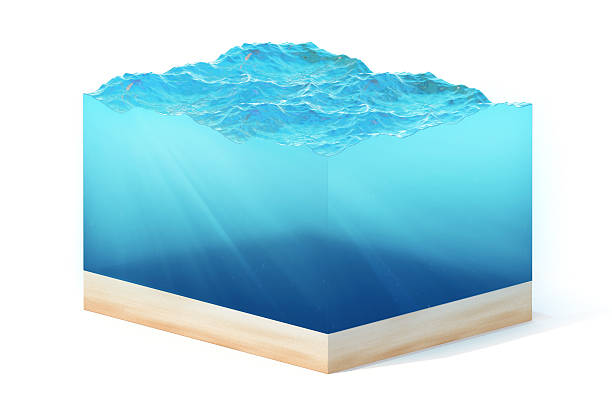 rendering of section  clean ocean water with bottom under , isolated