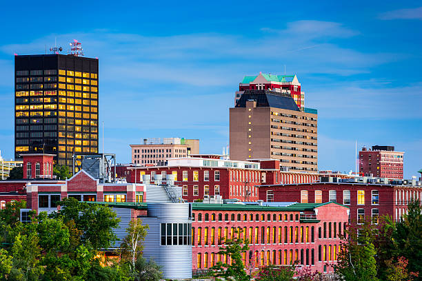 Manchester, New Hampshire Skyline Manchester, New Hampshire, USA skyline. new hampshire stock pictures, royalty-free photos & images