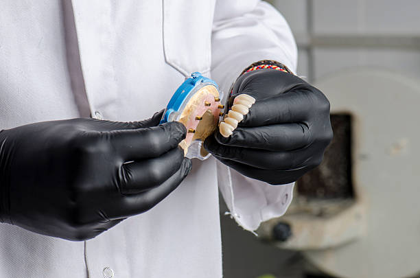 istock Dental technician holding a monolithic zirconia 626436480