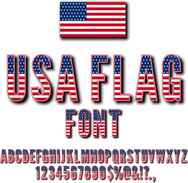 National Flagge Schriftart – Vektorgrafik