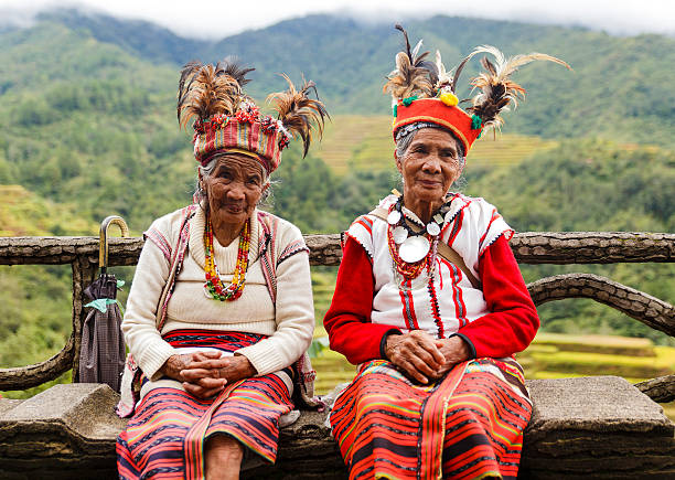Banaue,Philippines-October 08,2016: Grandmothers poses for tourists in their village on October 08, Banaue,Philippines.