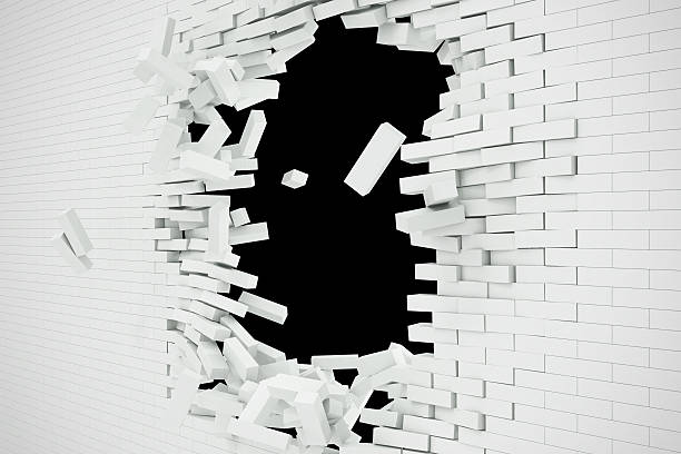 istock Explosion, destruction of a white brick wall, abstract background for 626439726