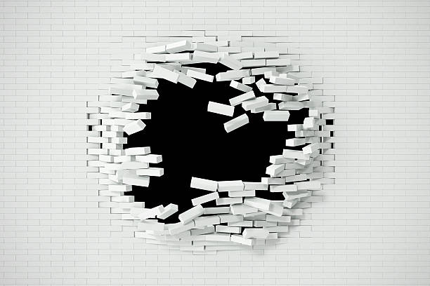 istock Explosion, destruction of a white brick wall, abstract background for 626439826