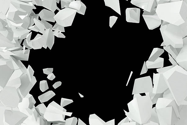 istock Cracked, destruction of a white wall, template for  content. 3d 626440148
