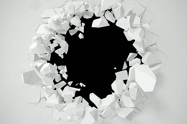 istock Cracked, destruction of a white wall, template for  content. 3d 626440198