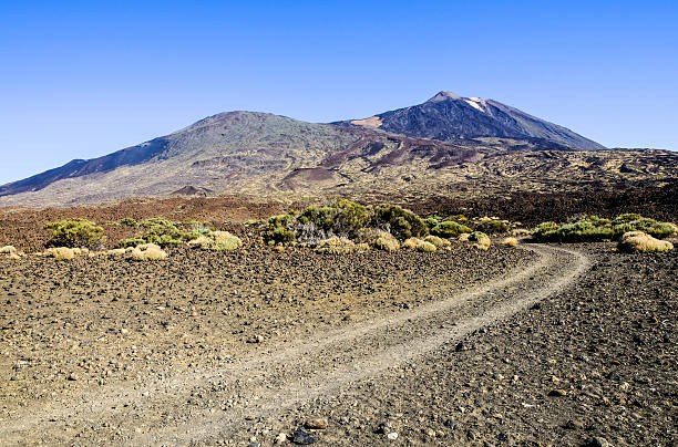 schotterstrecke  - el teide national park stock-fotos und bilder