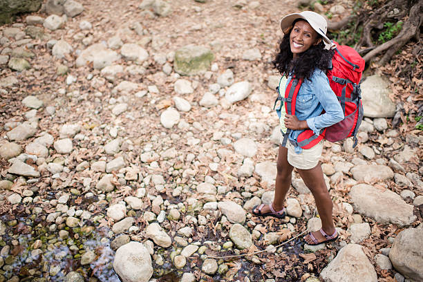 istock Adventurous woman enjoying nature. 626441704