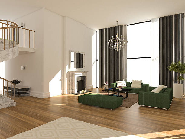istock Two Story Modern Living Room 626444530