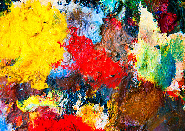 istock Oil paints multicolored closeup abstract background 626444928