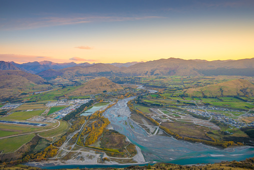 Panoramic view from remarkable peak at queen town famaus place in new zealand