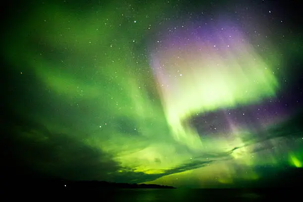 The Aurora Borealis viewed in Autumn, Iceland