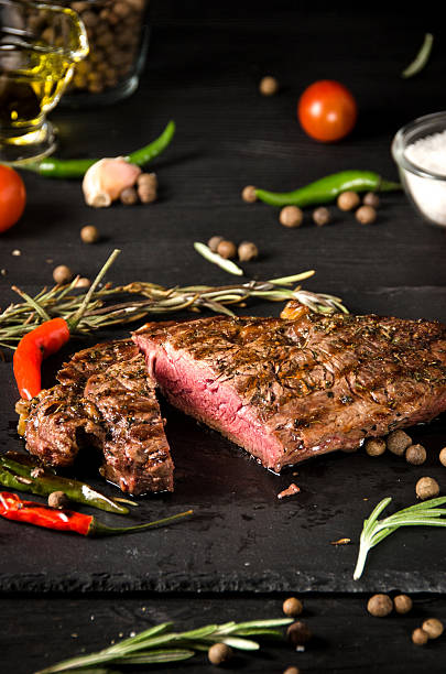 istock rare steak black square plate spices slate 626447220