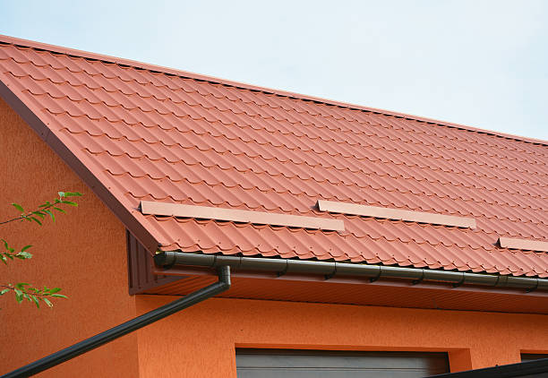 istock Rain gutter pipeline system and roof protection. Roof Snow Guards. 626447322