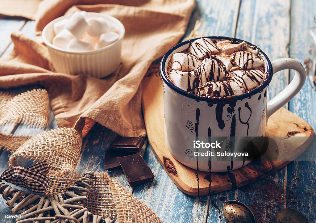 Hot chocolate with marsmallow candies Hot Chocolate Stock Photo