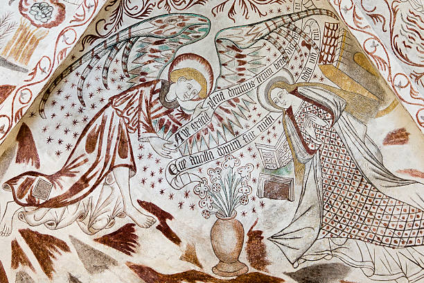 istock Fresco in a Danish church. The annunciation 626448514
