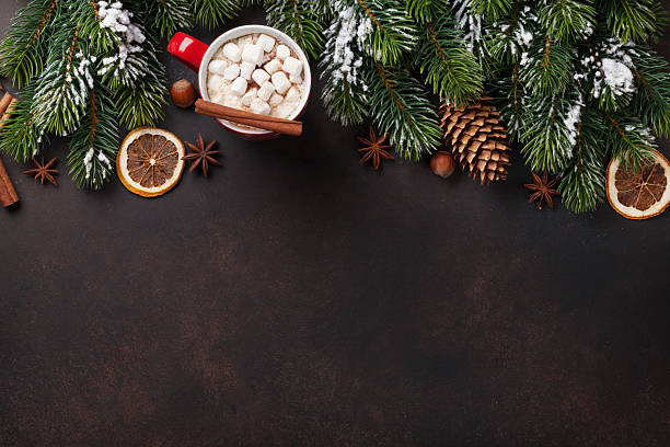 istock Christmas background with hot chocolate and marshmallow 626449128