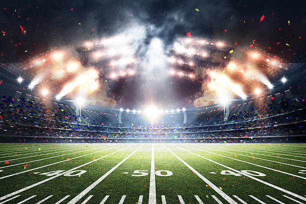 american soccer stadium, renderowanie 3d - american football football field night stadium zdjęcia i obrazy z banku zdjęć