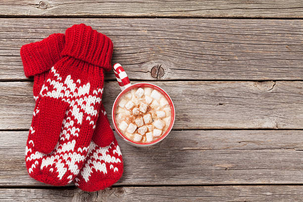 istock Christmas background with mittens, hot chocolate 626449688