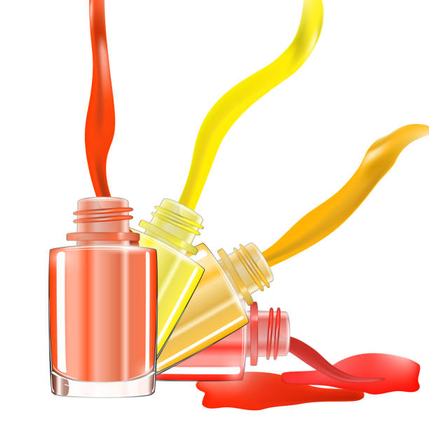 istock Nail polish bottle with splatter enamel. isolated. 3D illustration. 626455092