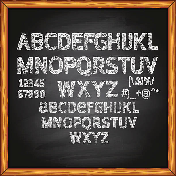 меловые надписи на доске - handwriting blackboard alphabet alphabetical order stock illustrations