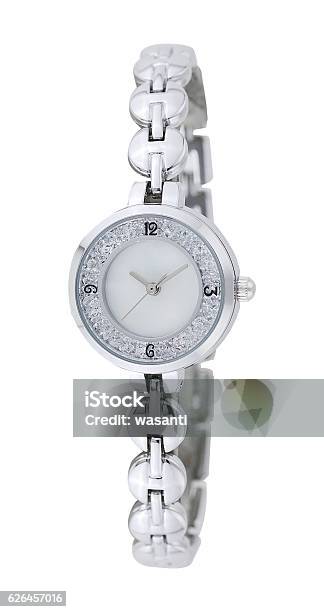 Watch Isolated On White Background Stock Photo - Download Image Now - Accuracy, Belt, Chrome