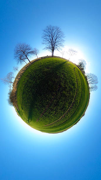 istock Little planet - spherical view of green fields with trees 626460492