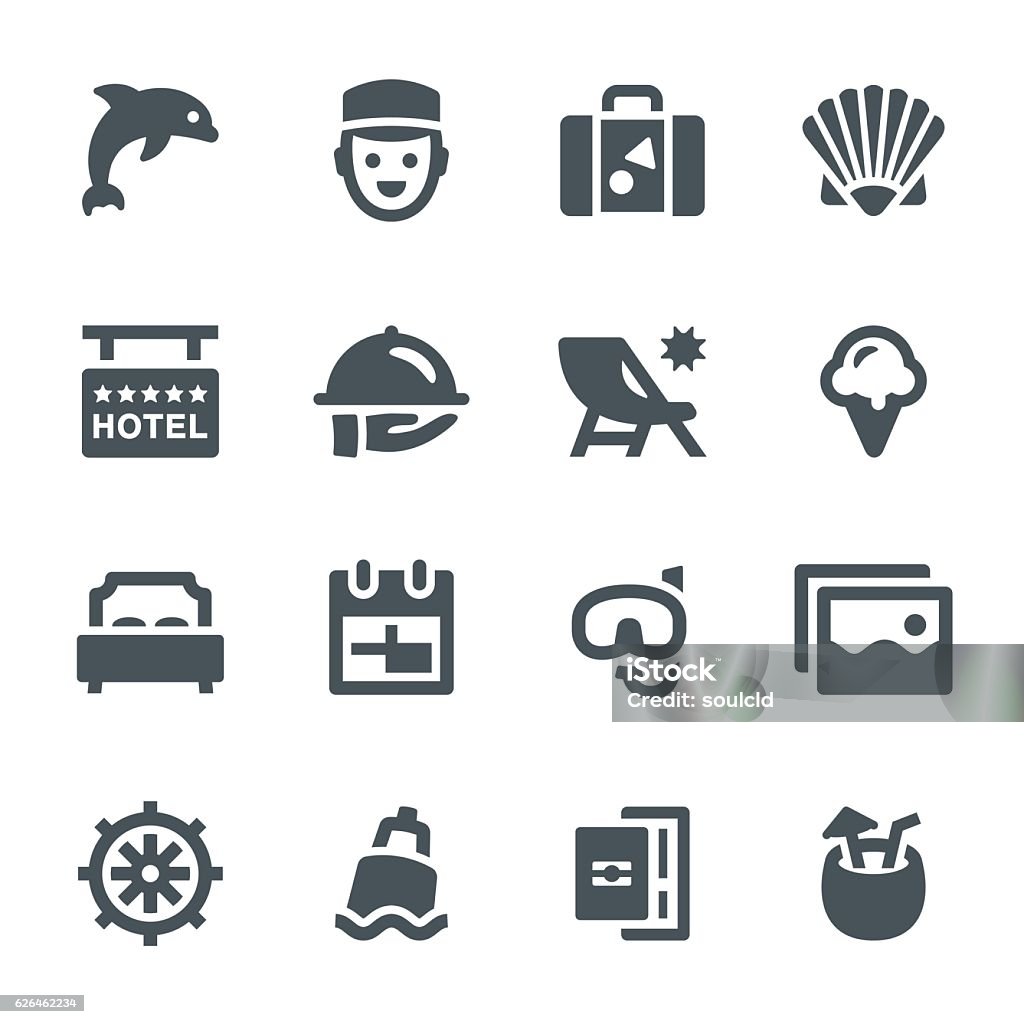 Travel Icons Travel, tourism, icon, icon set, cruise, vacation, resort Deck Chair stock vector