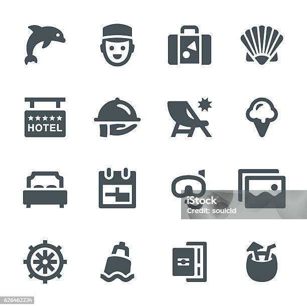 Travel Icons Stock Illustration - Download Image Now - Deck Chair, Icon Symbol, Tourist Resort