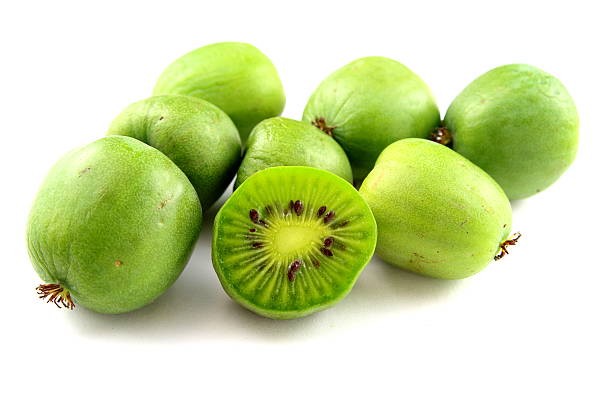 frutas de kiwi resistentes aisladas - hardy fotografías e imágenes de stock