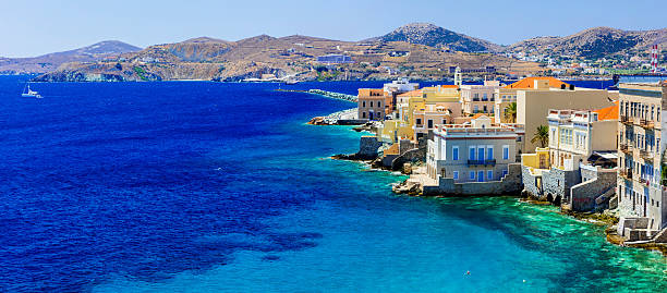 istock beautiful Syros island - panoramic view , Ermoupoli. Greece 626466594