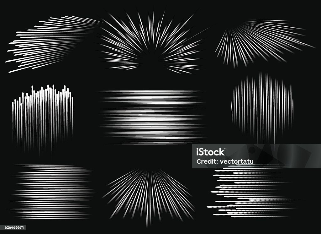 Abstract speed line patterns Abstract speed line patterns. Vector action lines gradient texture set Speed stock vector