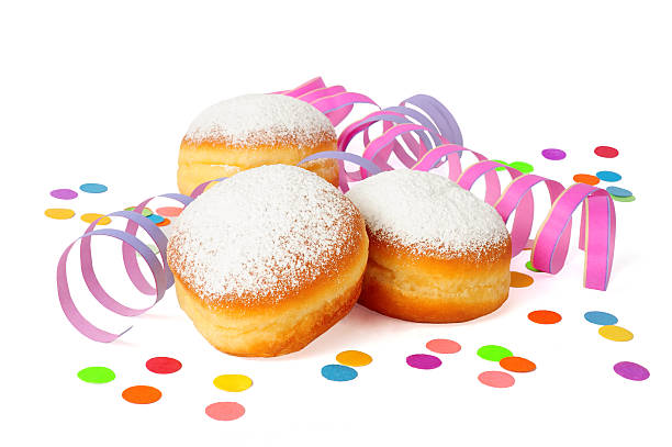 three doughnuts isolated three doughnuts isolated over white background beignet stock pictures, royalty-free photos & images