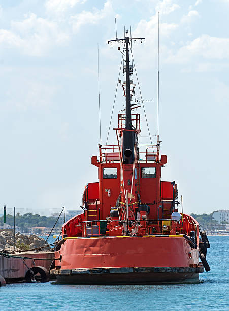 istock Red tugboat in the port. 626467168