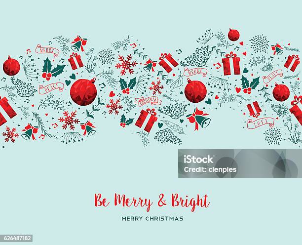 Christmas And New Year Vintage Ornament Pattern Stock Illustration - Download Image Now - Christmas Card, Pattern, Christmas Ornament