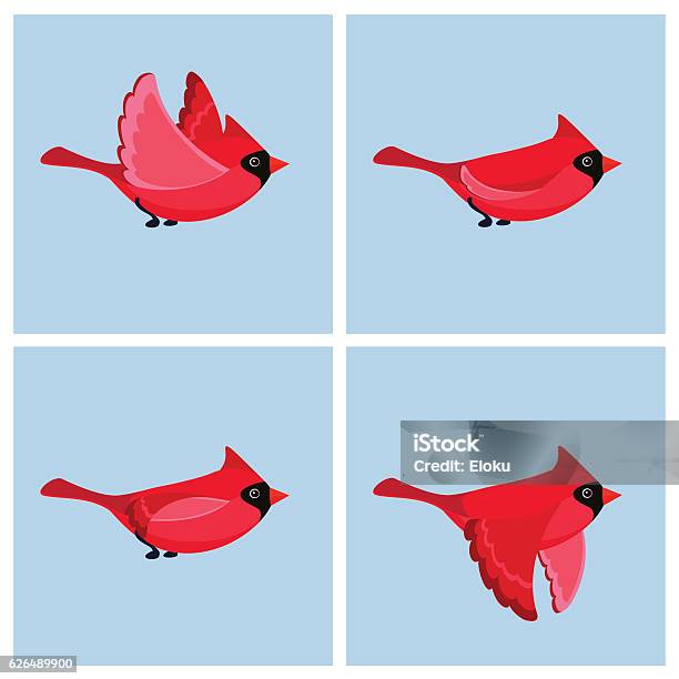 Flying Cardinal Animation Sprite Stock Illustration - Download Image Now - Cardinal - Bird, Flying, Bird