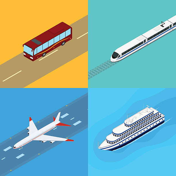 웹 아이콘 대중 여객 수송 세트 - passenger ship illustrations stock illustrations