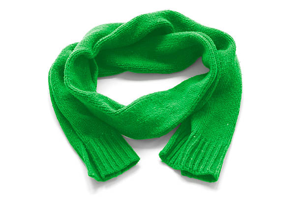 istock Green warm scarf on a white background 626509044