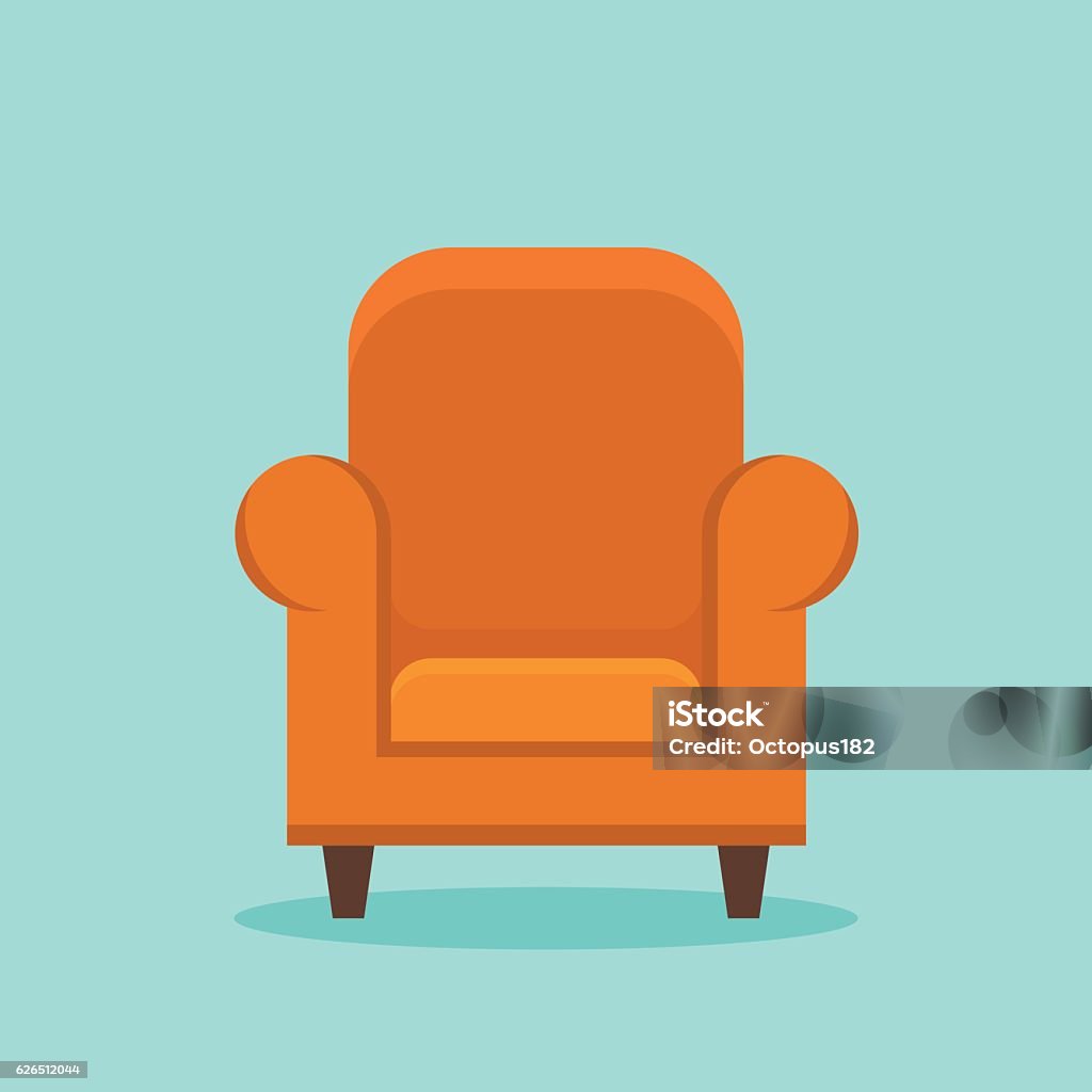 Home armchair flat style icon Home armchair isolated on background. Flat style icon. Vector illustration. Armchair stock vector