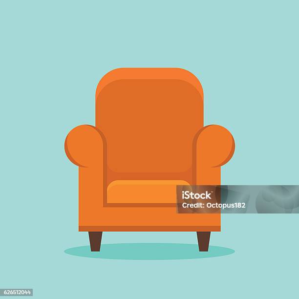 Home Armchair Flat Style Icon Stock Illustration - Download Image Now - Armchair, Arts Culture and Entertainment, Chair