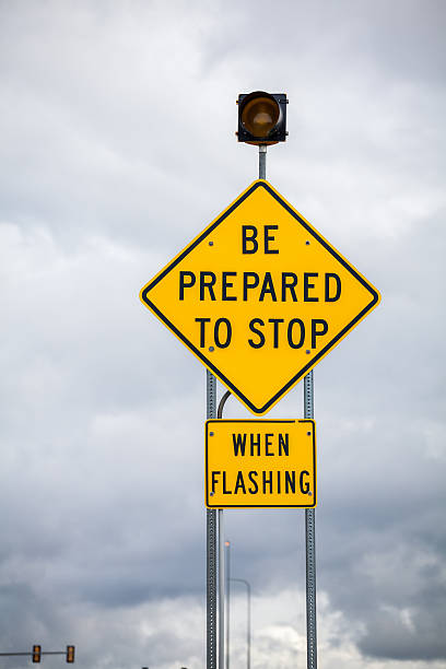 istock Be prepared to stop when flashing - road sign 626515224