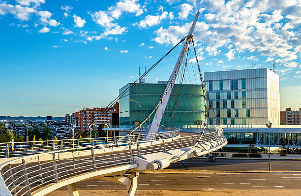 istock Suspension pedestrian bridge in Zaragoza, Spain 626515368