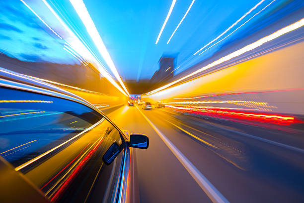 istock The car moves at the night. 626515898
