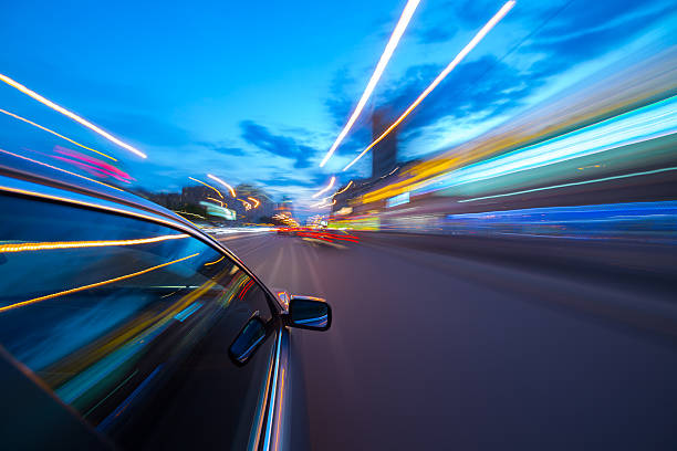 istock The car moves at the night. 626516036