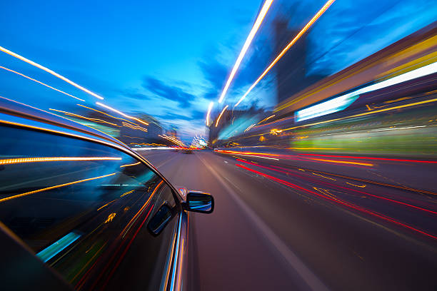 istock The car moves at the night. 626516058
