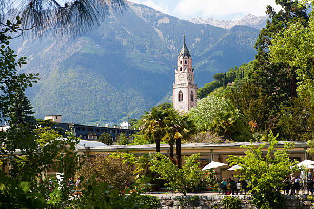 Meran, Italy - May 15, 2016: The  St. Nicholas' Church in Meran, South Tyrol, northern Italy.