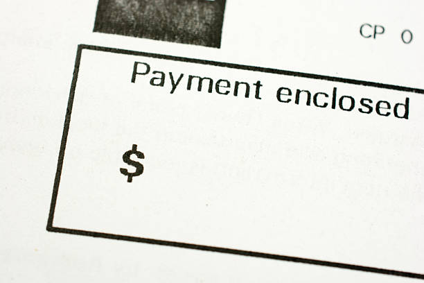 istock Payment enclosed area on a bill or statement - close-up 626523954