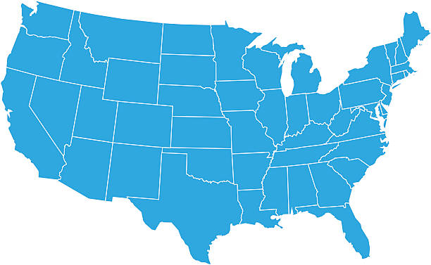 usa map - amerikanın eyalet sınırları illüstrasyonlar stock illustrations