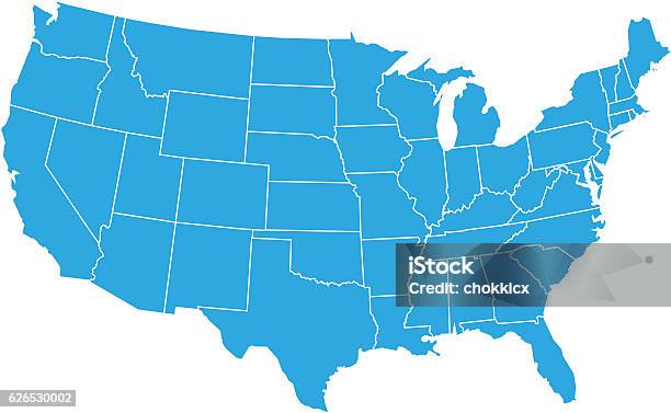 Usa Map Stok Vektör Sanatı & Harita‘nin Daha Fazla Görseli - Harita, ABD, Amerika'nın eyalet sınırları