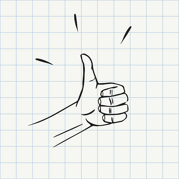 Thumbs up gesture doodle icon Hand drawn sketch in vector yes sign stock illustrations